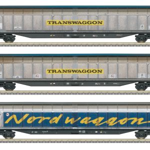 MINITRIX 18297 Set de 3 wagons DB couverts à parois coulissantes TRANSWAGGON patinés