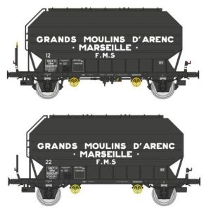 REE WB-900 Set de 2 wagons céréaliers SNCF FRANGECO "GRANDS MOULINS D’ARENC"